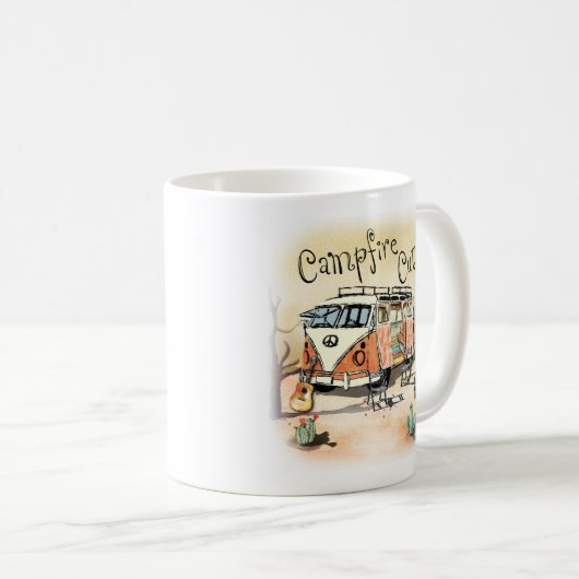 Campfire Süsse Vintages Camping Kaffeetasse (VorderseiteRechts)