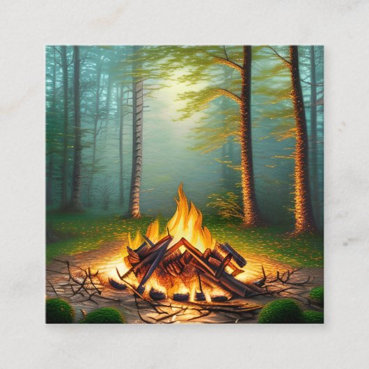 Campfire und Forest Quadratische Visitenkarte (Vorderseite)