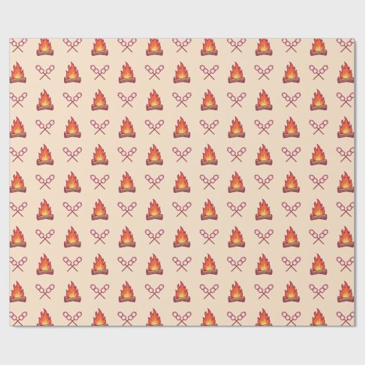 Campfire und Marshmallow Muster Geschenkpapier (Flach)