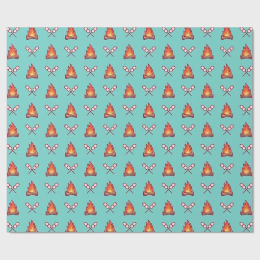 Campfire und Marshmallow Muster Geschenkpapier (Flach)