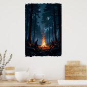 Campfire under a starry night sky in the serene  poster (Küche)