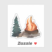 Campfire Under Pines Aufkleber (Blatt)