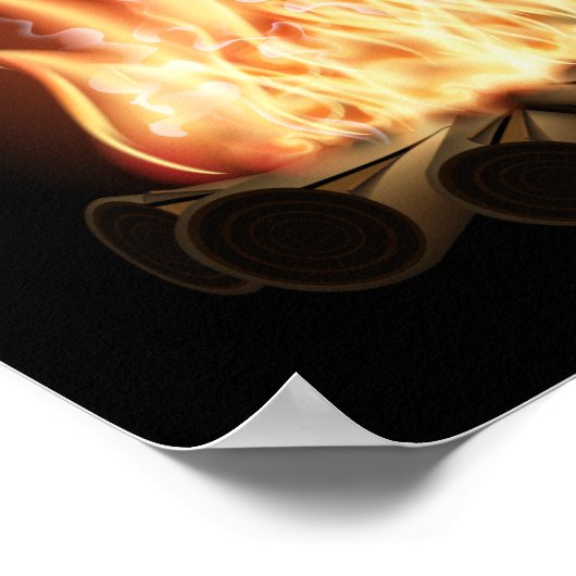 CAMPFIRE VECTOR LOGO HOT FLAMES BLACK BACKGRUNDS POSTER (Ecke)