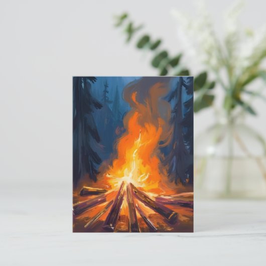 Campfire Wasserfarbenwald-Malerkarte (Stehend Vorderseite)
