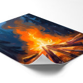 Campfire Watercolor Forest Painting Art Poster (Ecke)