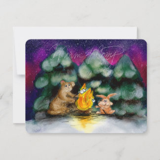 Campfire Winter Forest Animals Note Cards Mitteilungskarte