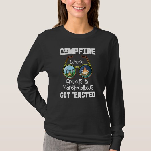 Campfire Wo Freunde Marshmallow Toasted Cam T-Shirt (Vorderseite)