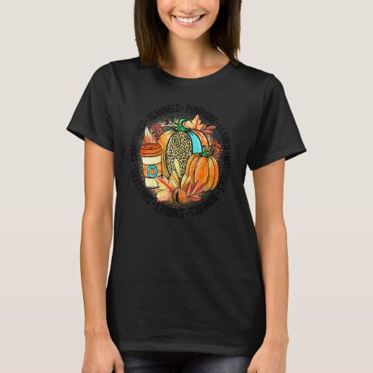 Campfires Flannels Pumpkins Spice Leaves Hayrides  T-Shirt (Vorderseite)