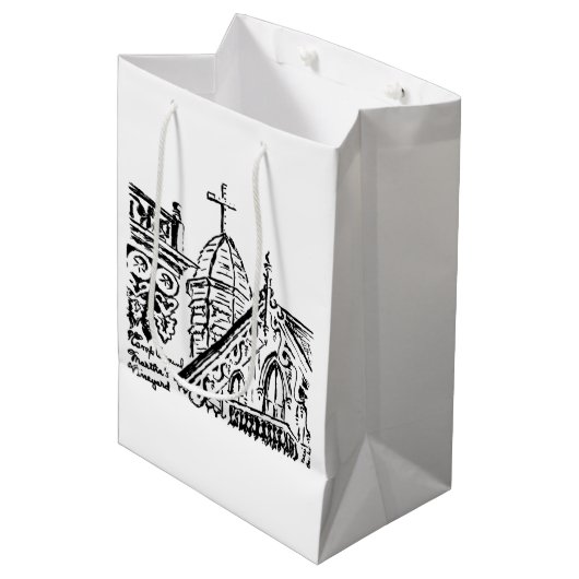 Campground Motif by Babbie - Martha's Vineyard Mittlere Geschenktüte (Vorderseite Schrägansicht)