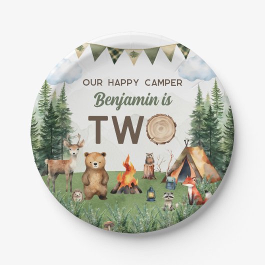 Camping 2. Geburtstag Party Pappteller (Vorderseite)