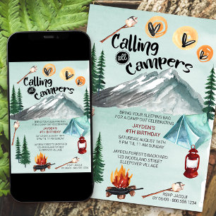Camping-Abenteuer Aufruf an alle Camper Geburtstag Einladung
