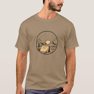 Camping-Abenteuer-Berg-T-Shirt | Retro-Natur T-Shirt