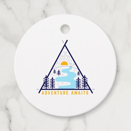 Camping-Abenteuer erwartet Sie Geschenkanhänger (Vorderseite)