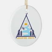 Camping-Abenteuer erwartet Sie Keramik Ornament (Rechts)