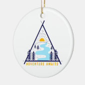 Camping-Abenteuer erwartet Sie Keramik Ornament (Links)