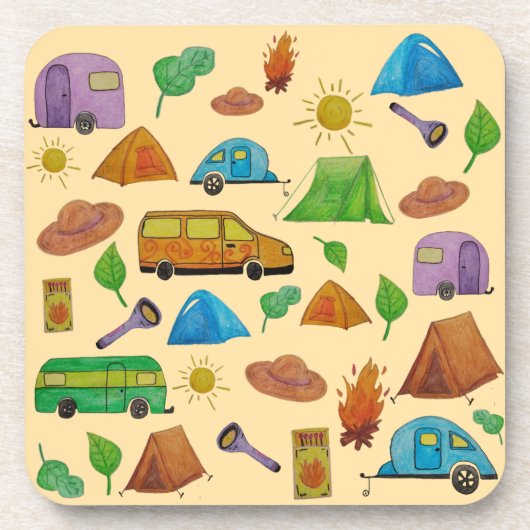 Camping-Abenteuer Getränkeuntersetzer (Vorderseite)