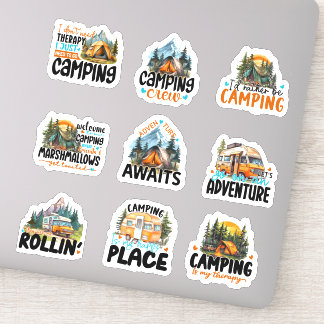 Camping-Abenteuer individuell geschnittener Vinyl- Aufkleber