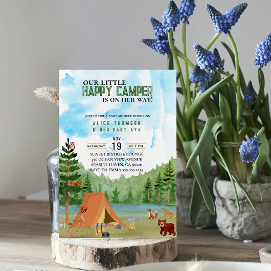 Camping-Abenteuer-Kinderdusche Einladung