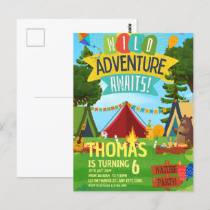Camping-Abenteuer Ruft alle Camper zum Geburtstag Postkarte
