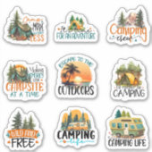 Camping-Abenteuer-Set 2 individuell geschnittene V Aufkleber (Vorderseite)