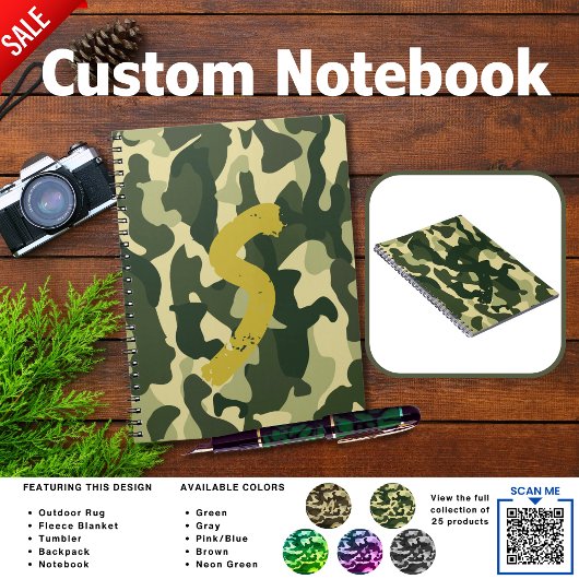 CAMPING ACCESSORIES GIFTS PERSONALISIERT KIDS TEEN NOTIZBLOCK