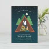 Camping Adventure Baby Dusche Einladung (Stehend Vorderseite)