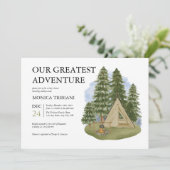 Camping Adventure erwartet neutrales Baby der Gesc Einladung (Stehend Vorderseite)