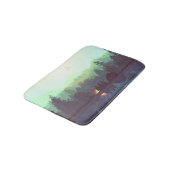 Camping Adventure Forest Mountain Illustration Badematte (Schrägansicht)