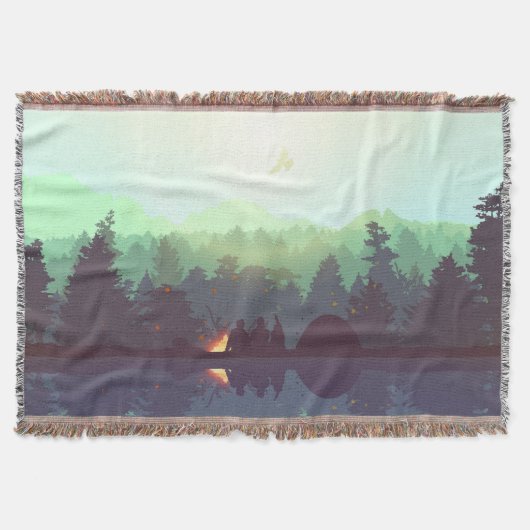 Camping Adventure Forest Mountain Illustration Decke (Vorderseite)