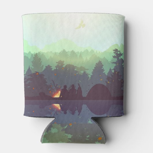 Camping Adventure Forest Mountain Illustration Dosenkühler (Rückseite)