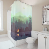 Camping Adventure Forest Mountain Illustration Duschvorhang (Beispiel)