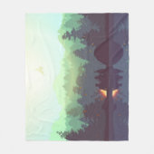 Camping Adventure Forest Mountain Illustration Fleecedecke (Vorderseite)