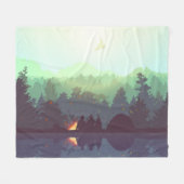 Camping Adventure Forest Mountain Illustration Fleecedecke (Vorderseite (Horizontal))