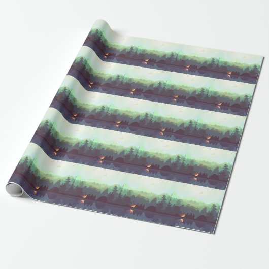 Camping Adventure Forest Mountain Illustration Geschenkpapier (Ungerollt)
