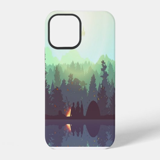 Camping Adventure Forest Mountain Illustration iPhone Hülle (Rückseite)