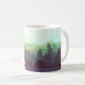 Camping Adventure Forest Mountain Illustration Kaffeetasse (VorderseiteRechts)