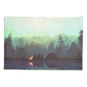 Camping Adventure Forest Mountain Illustration Kissenbezug (Rückseite)