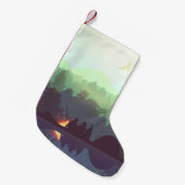 Camping Adventure Forest Mountain Illustration Kleiner Weihnachtsstrumpf (Vorderansicht (hängend))