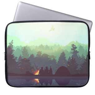 Camping Adventure Forest Mountain Illustration Laptopschutzhülle