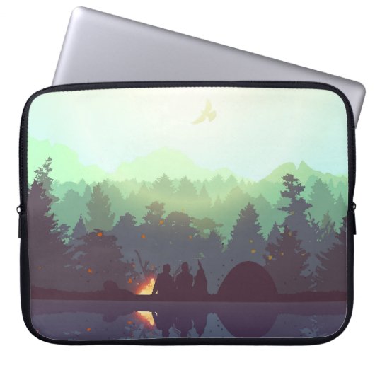 Camping Adventure Forest Mountain Illustration Laptopschutzhülle (Vorderseite)