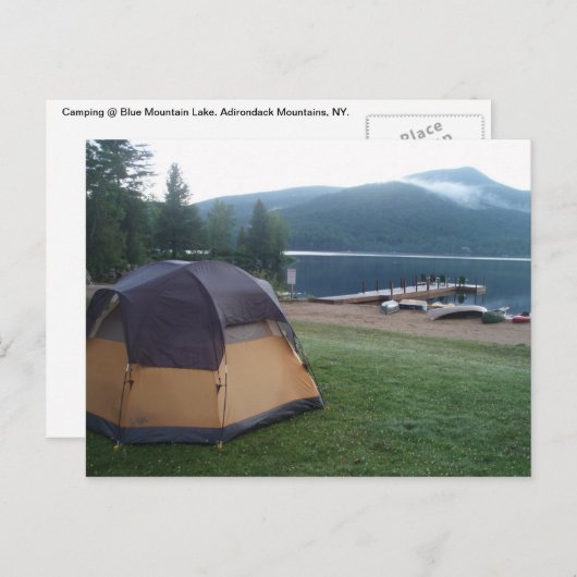 Camping am Blue Mountain Lake in den Adirondacks Postkarte (Vorne/Hinten)