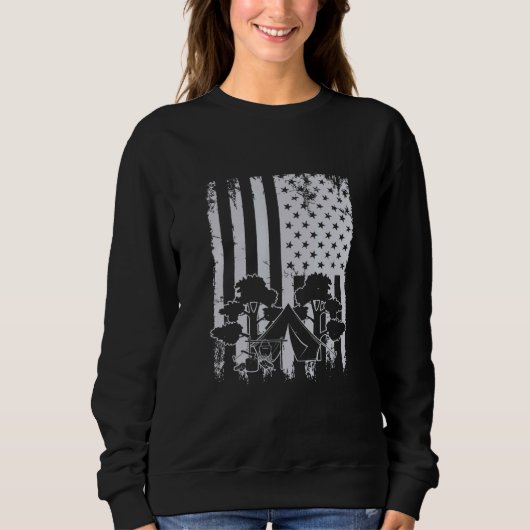 Camping American Flag Patriotic Campfire Ou Sweatshirt (Vorderseite)