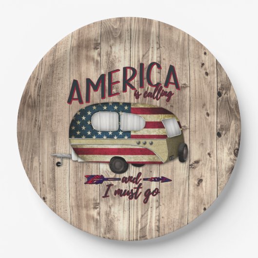 Camping Amerika ruft und ich muss gehen Pappteller (Vorderseite)
