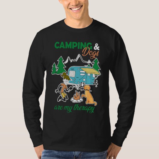 Camping And Dogs Are My Therapy T-Shirt (Vorderseite)