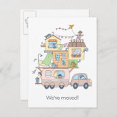 Camping-Anhänger der Straßenfamilie - neue Adresse Ankündigungspostkarte (Vorne/Hinten)