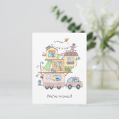 Camping-Anhänger der Straßenfamilie - neue Adresse Ankündigungspostkarte (Stehend Vorderseite)