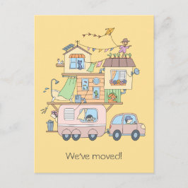 Camping-Anhänger der Straßenfamilie - neue Adresse Ankündigungspostkarte