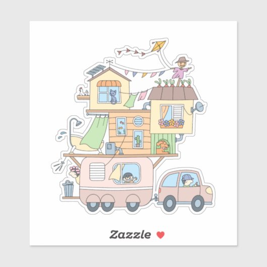 Camping-Anhänger für die Straßenfamilie Aufkleber (Blatt)