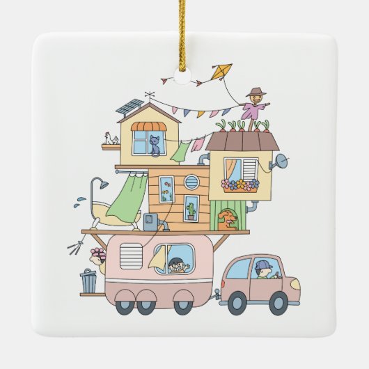 Camping-Anhänger für die Straßenfamilie Keramikornament (Rückseite)