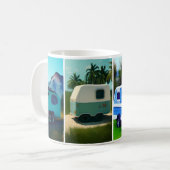 Camping-Anhänger mit 4 niedlichen aquamarinen Anhä Kaffeetasse (Vorderseite Links)